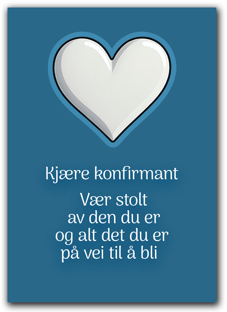 Konfirmantkort, vær stolt - blå