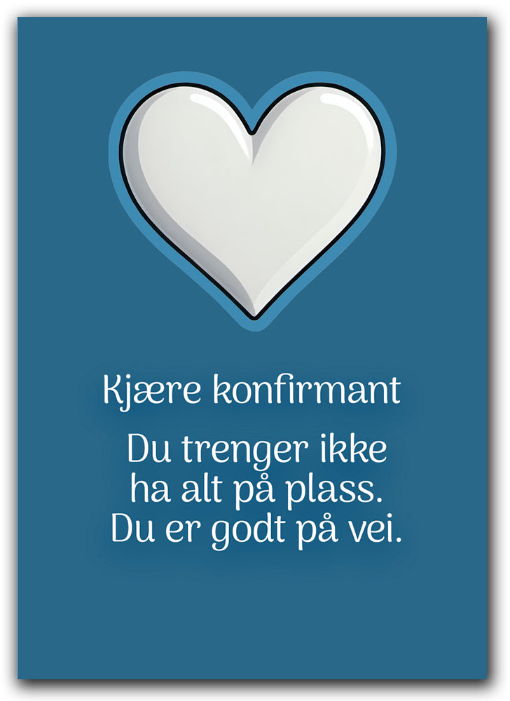 Konfirmantkort, godt på vei - blå