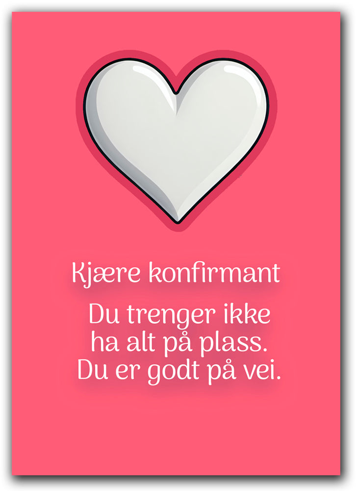 Konfirmantkort, godt på vei - rosa