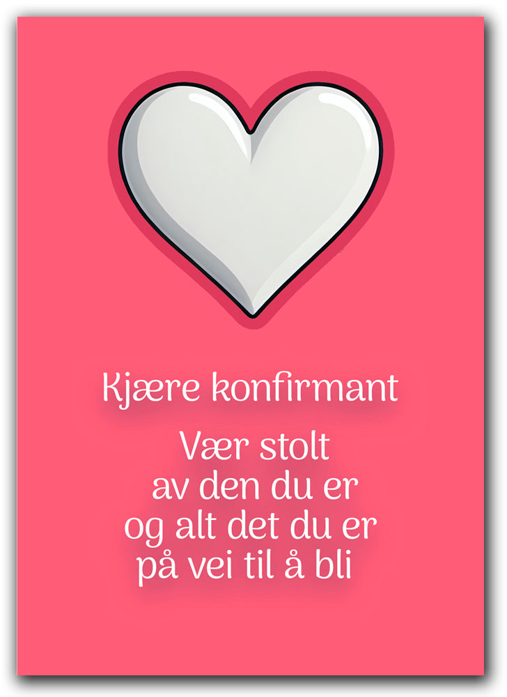 Konfirmantkort, vær stolt - rosa