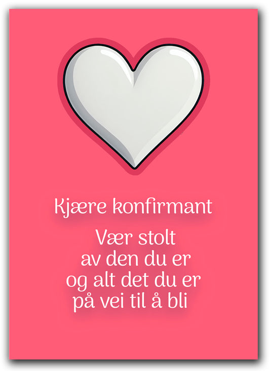 Konfirmantkort, vær stolt - rosa